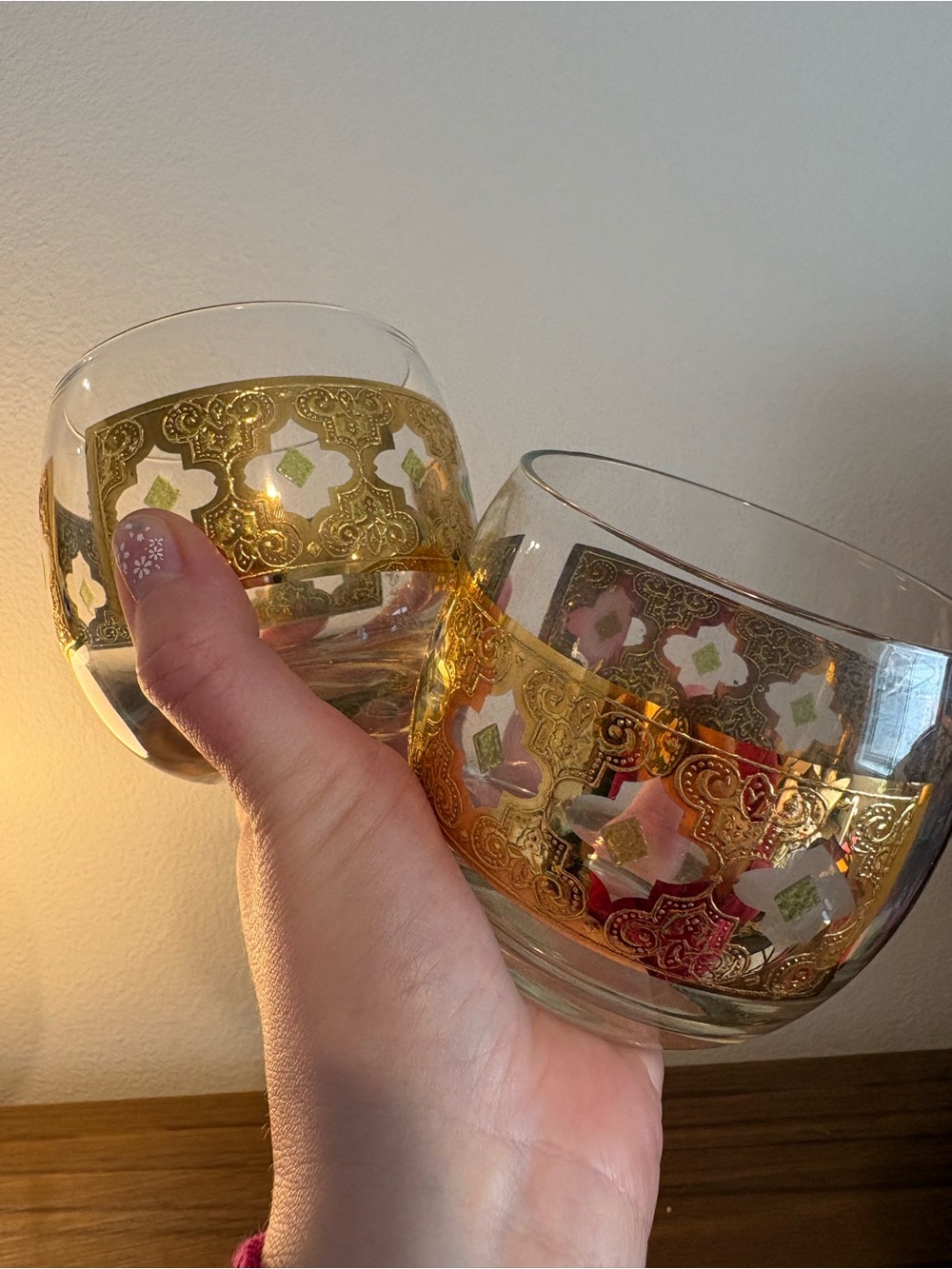 Culver Florentine MCM 22K Gold Roly Poly Low Ball Glasses Set of 2 REPLACEMENT